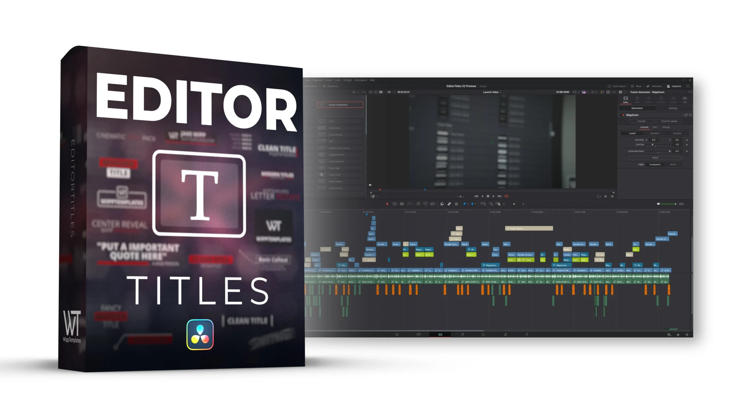 EditorTitles in front of DaVinci Resolve Timeline